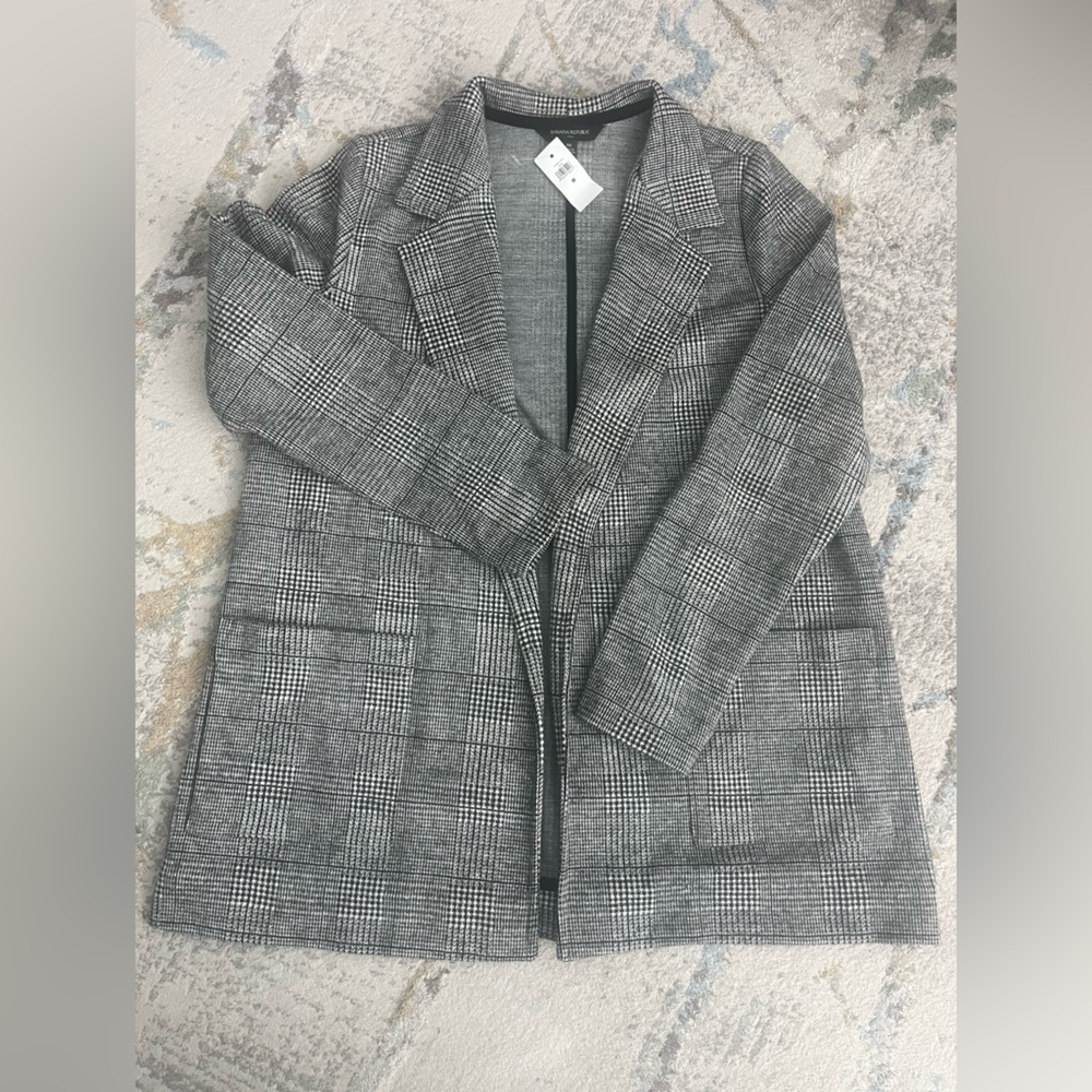 BANABA REPUBLIC Grey plaid knit blazer